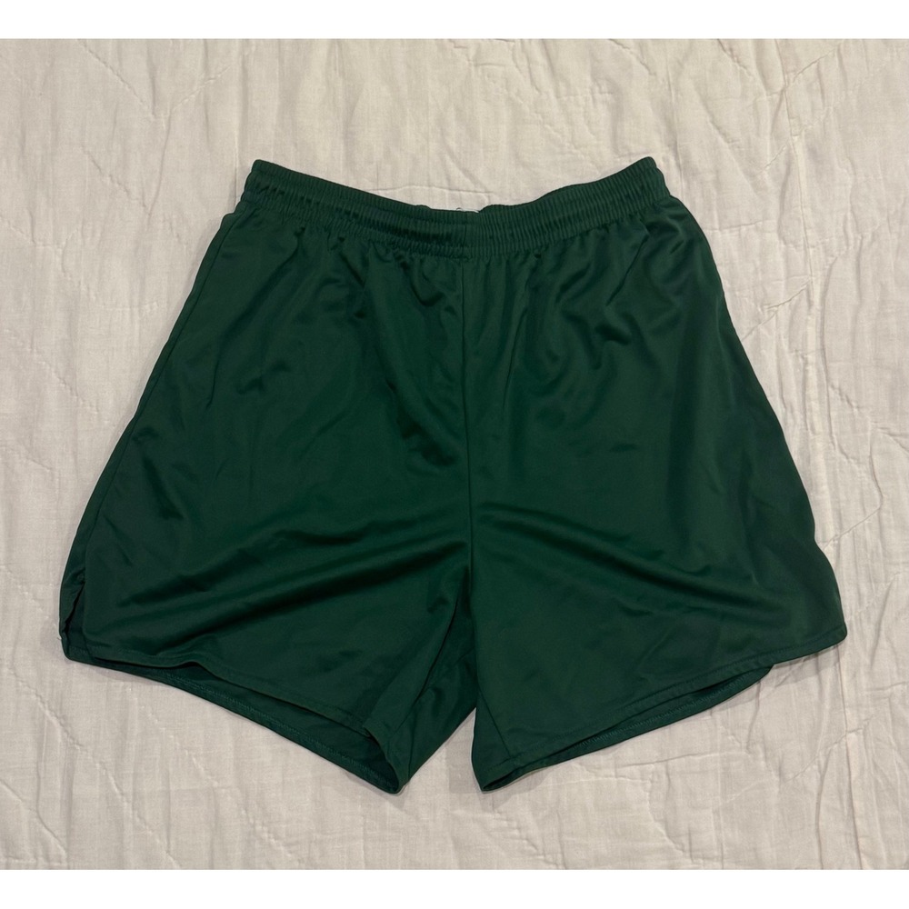 Pacific Coast Sportswear Forest Green Cotton Gym Shorts XL Dolphin Hem Retro